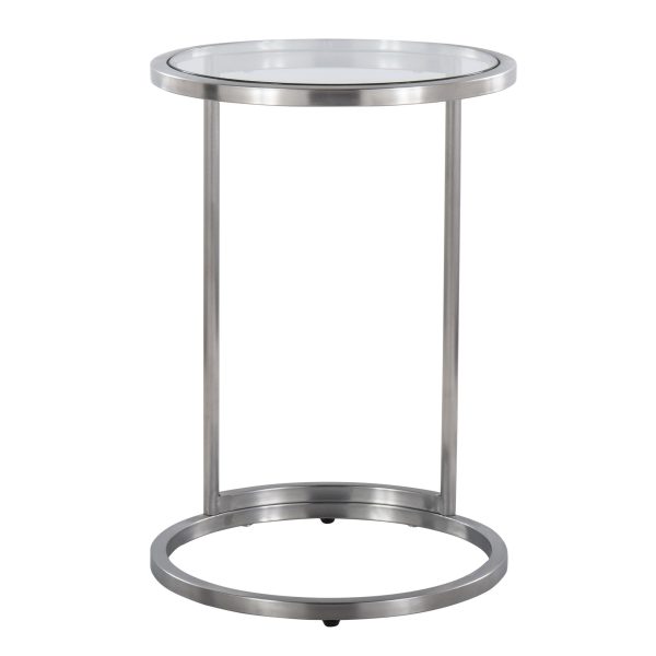 Round Zenn Contemporary Stainless Steel and Glass End Table 7