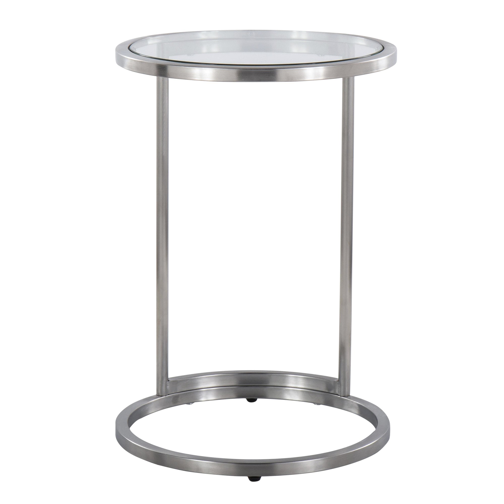 Round Zenn Contemporary Stainless Steel and Glass End Table 8 Round Zenn Contemporary Stainless Steel and Glass End Table - Image 8