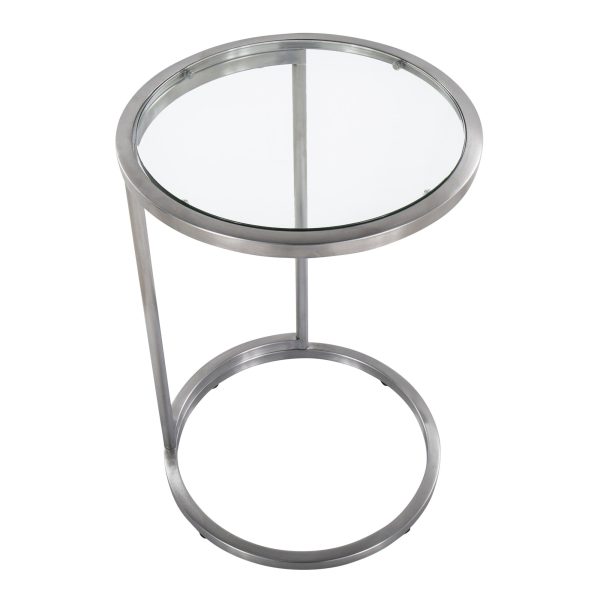Round Zenn Contemporary Stainless Steel and Glass End Table 8