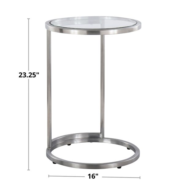 Round Zenn Contemporary Stainless Steel and Glass End Table 9