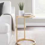 Round Zenn Gold Metal Clear Glass Contemporary End Table