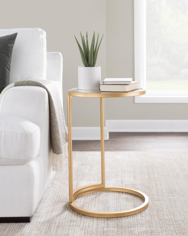 Round Zenn Gold Metal Clear Glass Contemporary End Table 1