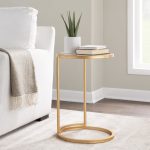 Round Zenn Gold Metal Clear Glass Contemporary End Table