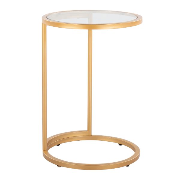 Round Zenn Gold Metal Clear Glass Contemporary End Table 2