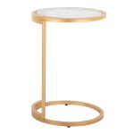 Round Zenn Gold Metal Clear Glass Contemporary End Table