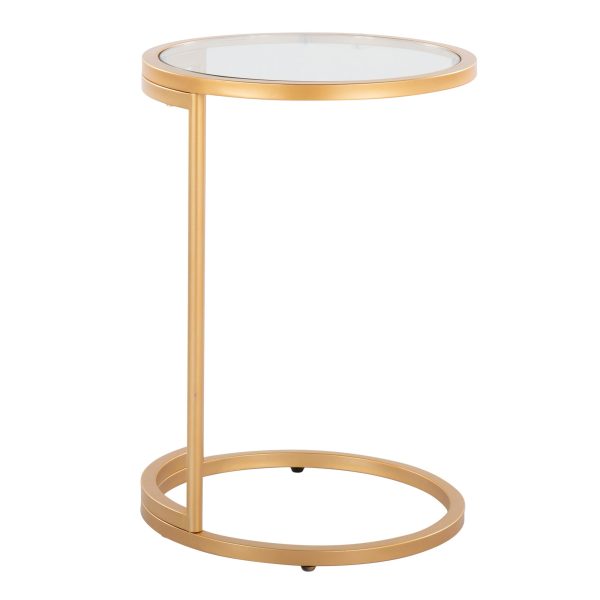 Round Zenn Gold Metal Clear Glass Contemporary End Table 3