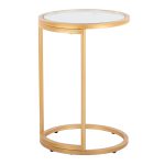 Round Zenn Gold Metal Clear Glass Contemporary End Table