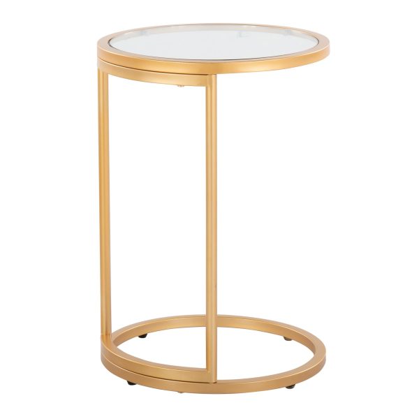 Round Zenn Gold Metal Clear Glass Contemporary End Table 4