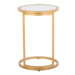 Round Zenn Gold Metal Clear Glass Contemporary End Table