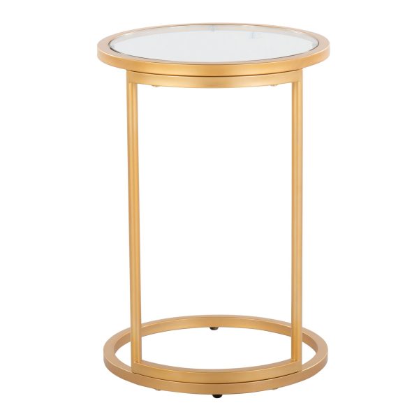 Round Zenn Gold Metal Clear Glass Contemporary End Table 5