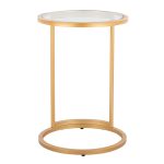 Round Zenn Gold Metal Clear Glass Contemporary End Table