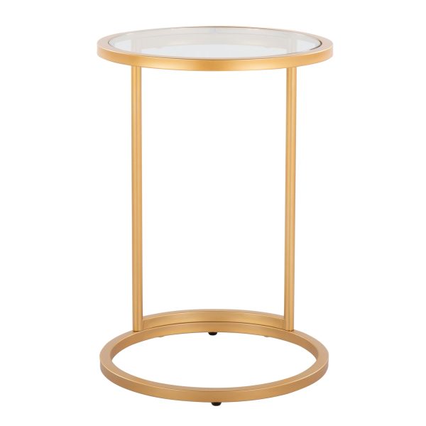Round Zenn Gold Metal Clear Glass Contemporary End Table 6