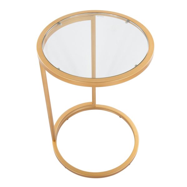 Round Zenn Gold Metal Clear Glass Contemporary End Table 7