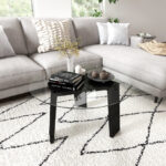 Round Glass Coffee Table with Rubber Wood Legs Black 9 Round Glass Coffee Table with Rubber Wood Legs Black