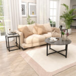 Modern Coffee Table and End Tables with Metal Frame (Set of 3)