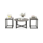 Modern Coffee Table and End Tables with Metal Frame (Set of 3)