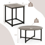Modern Coffee Table and End Tables with Metal Frame (Set of 3)