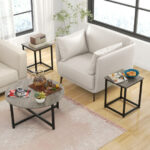 Modern Coffee Table and End Tables with Metal Frame (Set of 3)