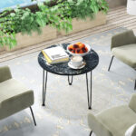 Modern Round Coffee Table with Faux Marble Top and Tripod Legs