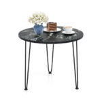 Modern Round Coffee Table with Faux Marble Top and Tripod Legs