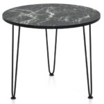 Modern Round Coffee Table with Faux Marble Top and Tripod Legs