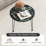 Modern Round Coffee Table with Faux Marble Top and Tripod Legs