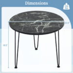 Modern Round Coffee Table with Faux Marble Top and Tripod Legs