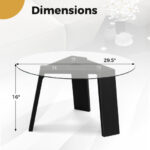 Round Glass Coffee Table with Rubber Wood Legs Black 12 Round Glass Coffee Table with Rubber Wood Legs Black