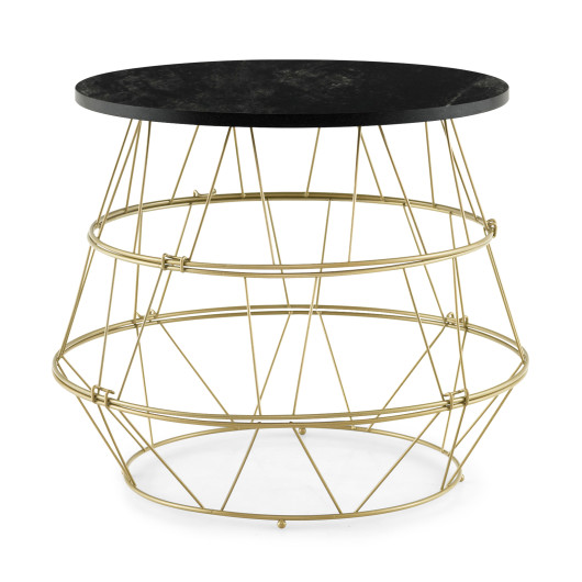 Gold Metal End Table with Removable Faux Marble Top 3 Gold Metal End Table with Removable Faux Marble Top - Image 3