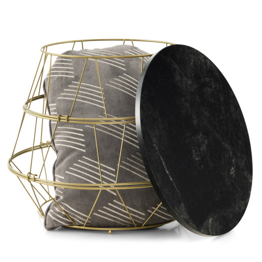 Gold Metal End Table with Removable Faux Marble Top 4 Gold Metal End Table with Removable Faux Marble Top - Image 4