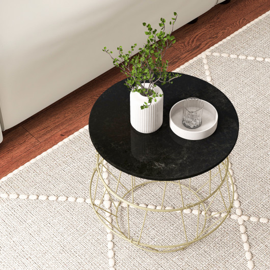 Gold Metal End Table with Removable Faux Marble Top 7 Gold Metal End Table with Removable Faux Marble Top - Image 7
