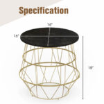 Gold Metal End Table with Removable Faux Marble Top 12 Gold Metal End Table with Removable Faux Marble Top