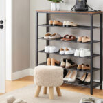 White Faux Fur Round Ottoman Footstool with Padded Seat