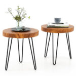 Reclaimed Teak Wood Round End Table with Metal Legs 11 Reclaimed Teak Wood Round End Table with Metal Legs