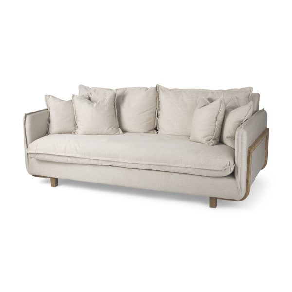 Roy I 84 Beige Upholstered Three Seater Sofa