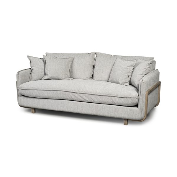 Roy I 84 Frost Gray Upholstered Three Seater Sofa