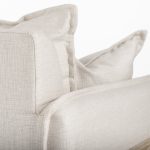 Roy II Beige Upholstered and Brown Wood Frame Arm Chair