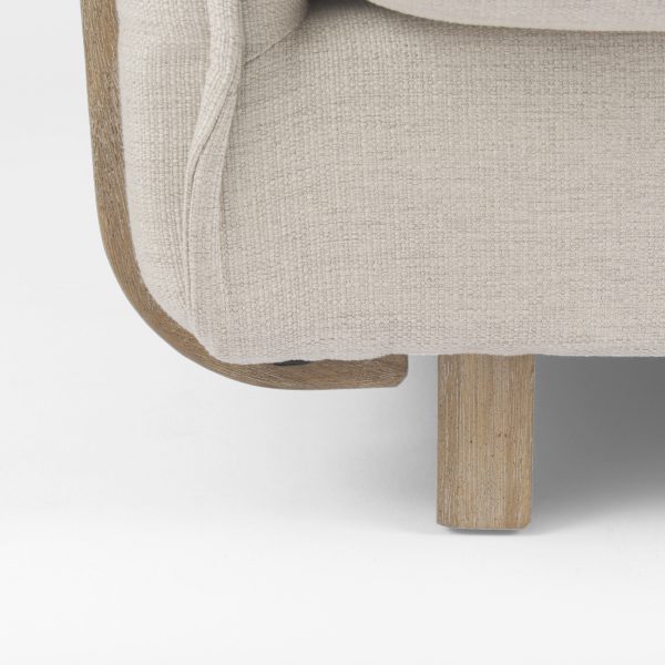 Roy II Beige Upholstered and Brown Wood Frame Arm Chair 13