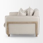Roy II Beige Upholstered and Brown Wood Frame Arm Chair