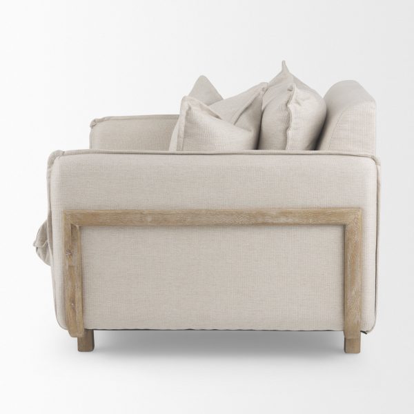 Roy II Beige Upholstered and Brown Wood Frame Arm Chair 5