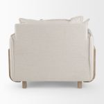 Roy II Beige Upholstered and Brown Wood Frame Arm Chair