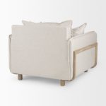 Roy II Beige Upholstered and Brown Wood Frame Arm Chair