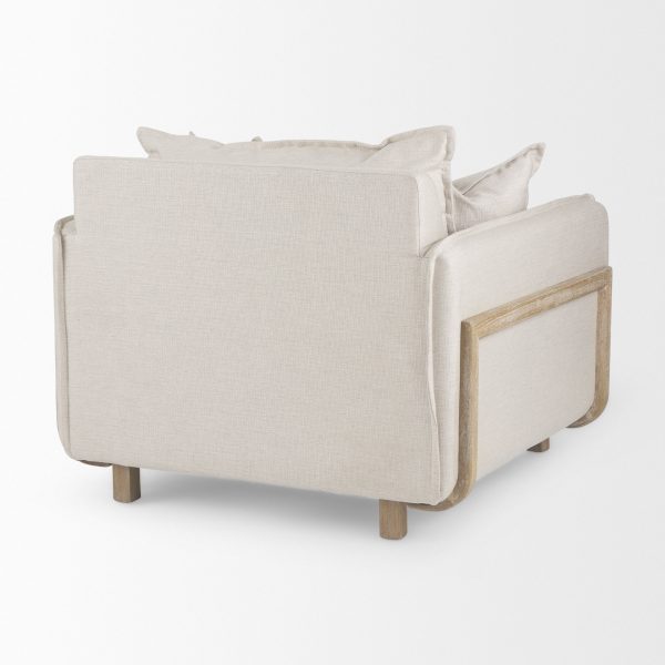 Roy II Beige Upholstered and Brown Wood Frame Arm Chair 7