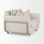 Roy II Beige Upholstered and Brown Wood Frame Arm Chair