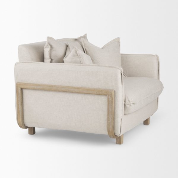 Roy II Beige Upholstered and Brown Wood Frame Arm Chair 8
