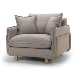 Roy II Flint Gray Upholstered and Brown Wood Frame Arm Chair