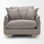 Roy II Flint Gray Upholstered and Brown Wood Frame Arm Chair