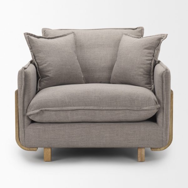 Roy II Flint Gray Upholstered and Brown Wood Frame Arm Chair 3