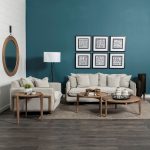 Roy II Frost Gray Upholstered and Brown Wood Frame Arm Chair