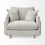 Roy II Frost Gray Upholstered and Brown Wood Frame Arm Chair
